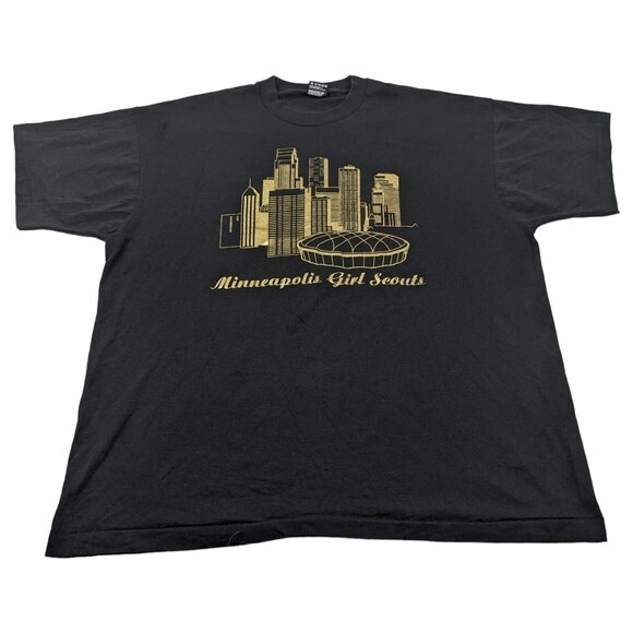 VTG Minneapolis Girl Scouts T-Shirt Black Single Stitch‎ - Size 2XL - Picture 1 of 10